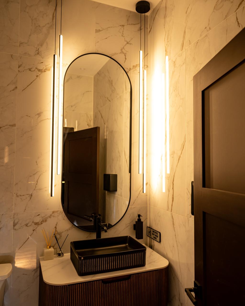 AURA architectural wall panels with gold trim
